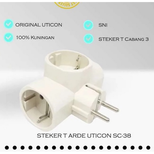 STOP KONTAK/STEKER T MULTI 3 LUBANG UTICON SC-38 10A/250V