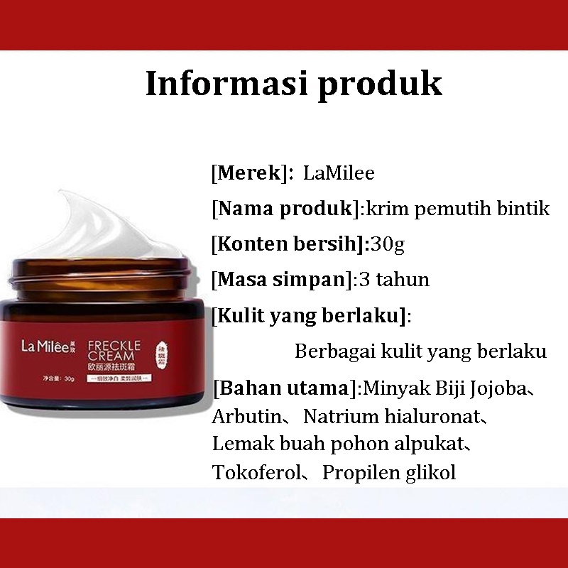 Krim pemutih Bintik Krim Pemutih Krim Pemutih wajah Krim Penghilang Melasma 30G