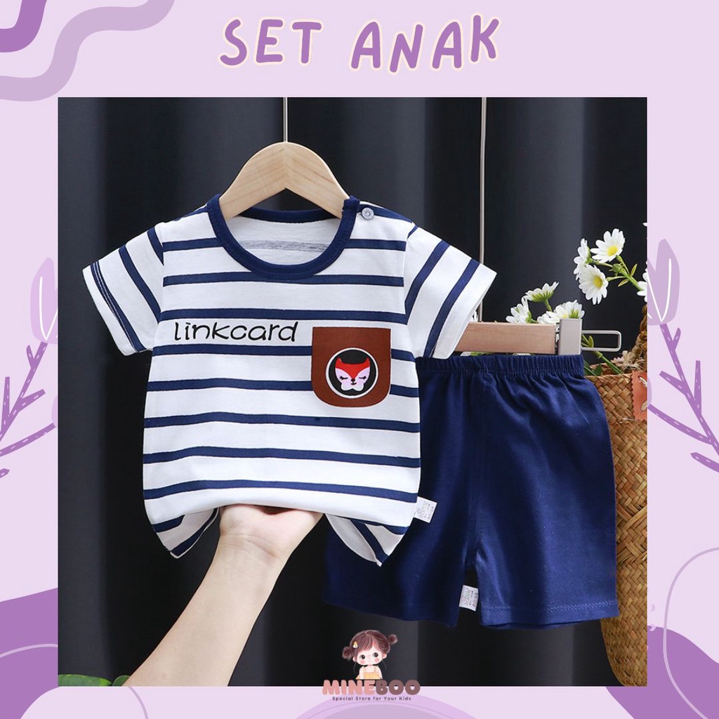 mineboo SETELAN BAJU BAYI LENGAN PENDEK IMPORT USIA 0-4 TAHUN COD KIK