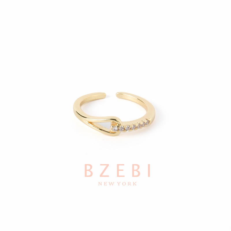 Bzebi Cincin Emas 18k Model Terbuka Anti Karat Gaya Korea 1068r Untuk Wanita