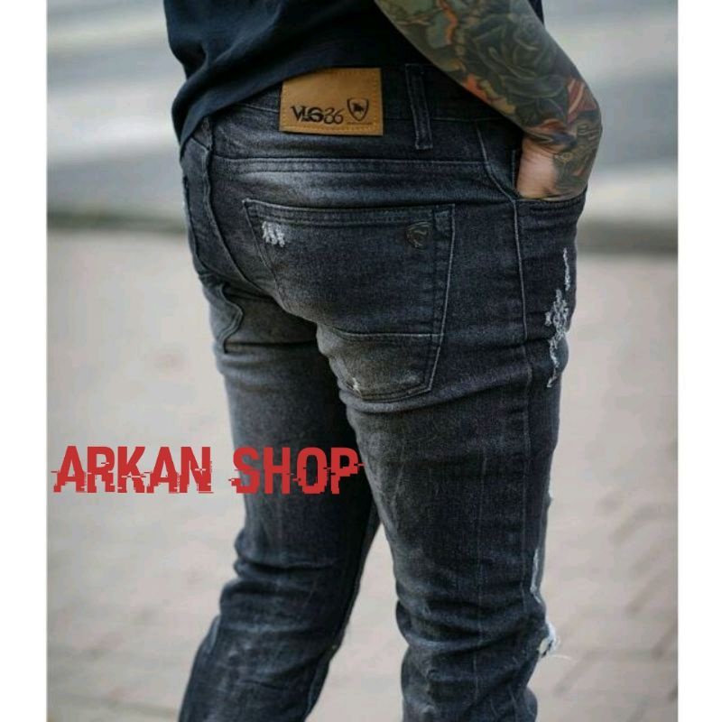 Celana Jeans Pria Black Viper Apparel Destroy VLG36™ - Original Series Sobek Lutut | Celana Cowo