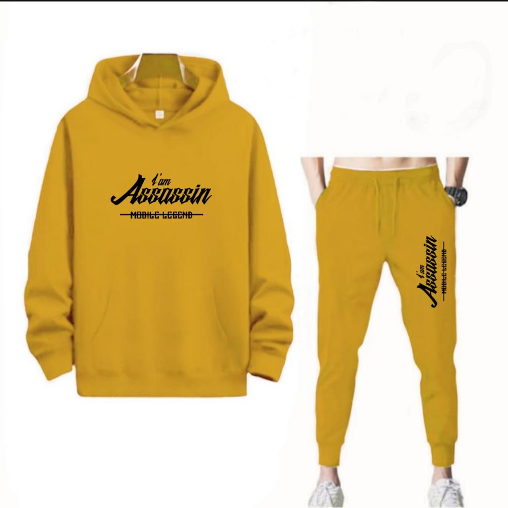 SETELAN I AM ASSASSIN JOGGER DAN HOODIE BAHAN TEBAL NYAMAN DIPAKAI TERLARIS
