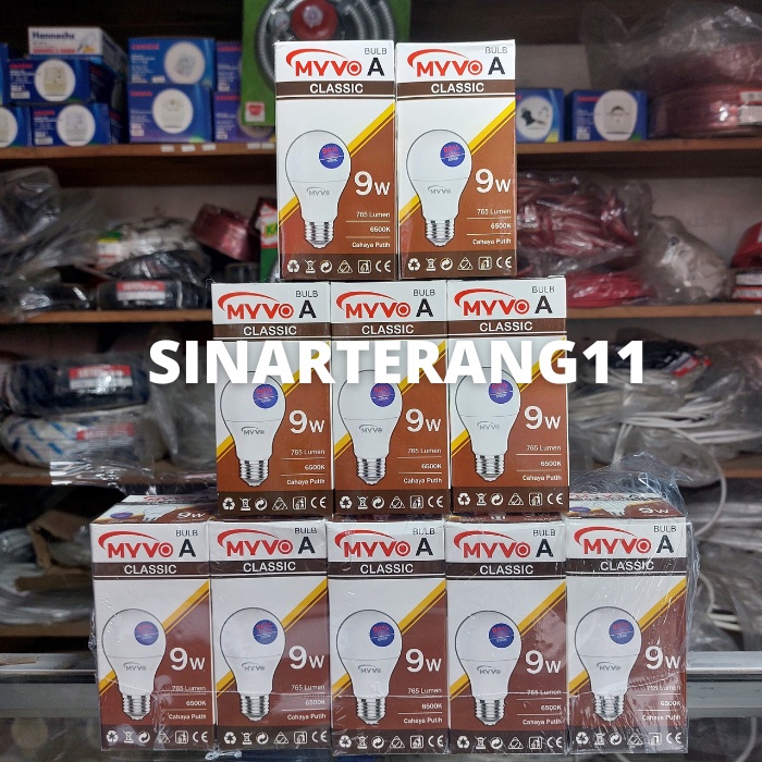 PAKET 10PCS LAMPU MYVO LED CLASSIC 9 WATT, MYVO 9W BERGARANSI 1 TAHUN
