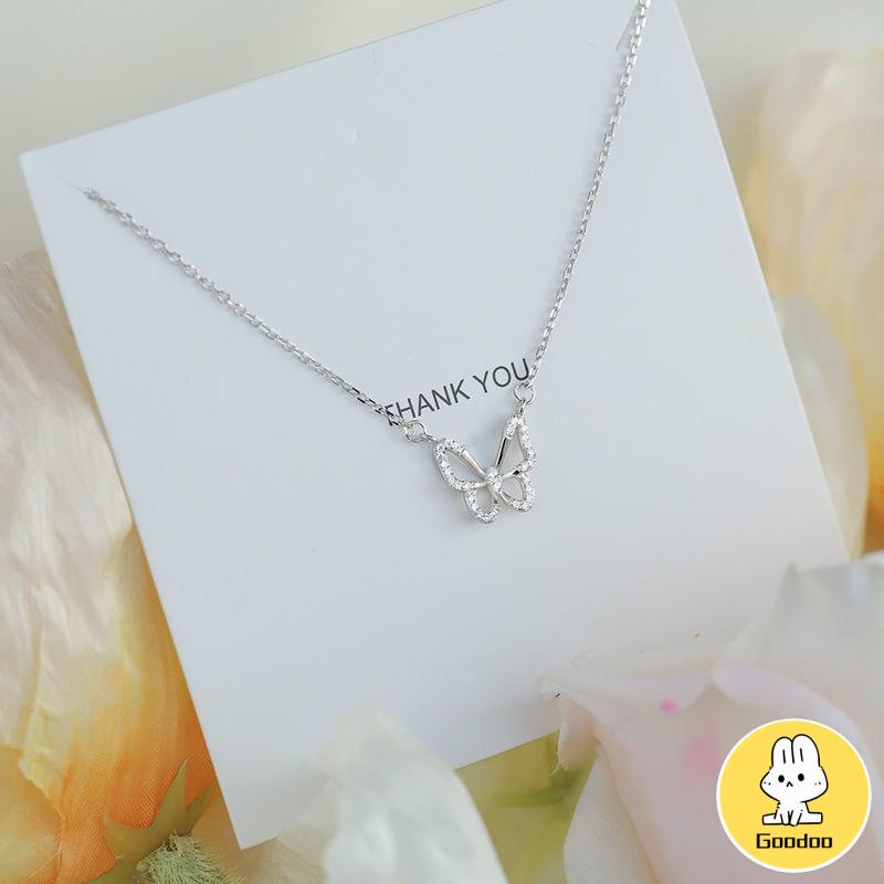 Kalung Rantai Klavikula Desain Kupu-Kupu Hollow Hias Necklace Berlian Gaya Korea Untuk Aksesoris Wanita -Doo