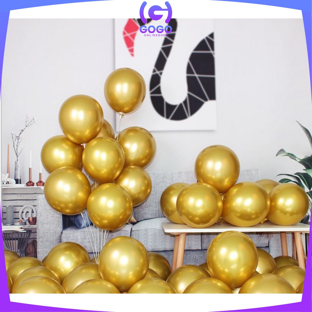 GOGO-C391 C393 Balon Latex Polos Tebal Metalik / Ballon Macaron Karet Latek Ulang Tahun / Balon Karet Warna Warni Ultah Helium