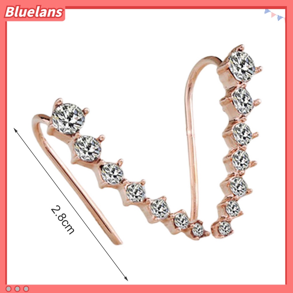1 Pasang Anting Stud Bentuk C Aksen Berlian Imitasi Gaya Korea Untuk Wanita