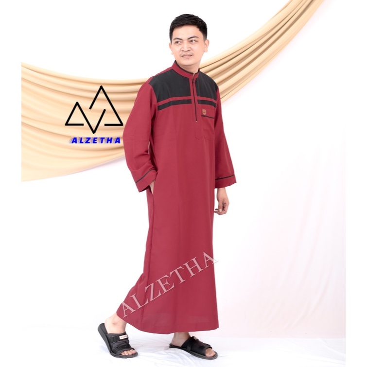 Jubah Gamis pria lengan panjang zipper alzetha