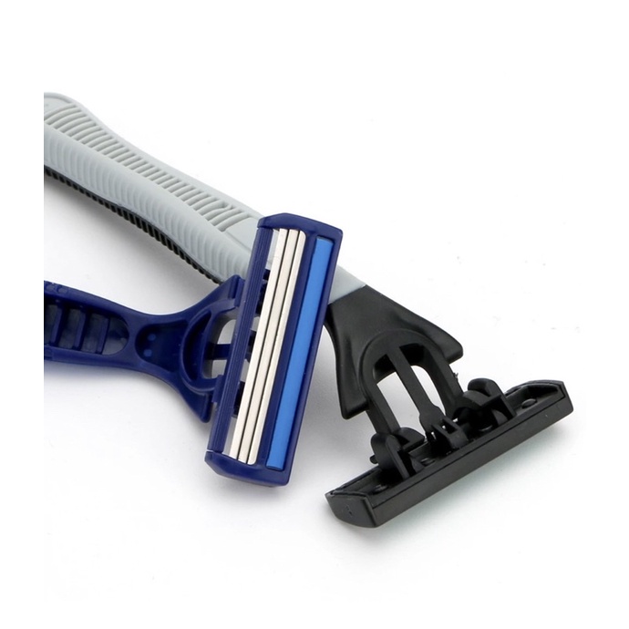 pisau Cukur jenggot Kumis 3 mata silet Balih Blade alat Tajam Biru manual Pria cowok-4