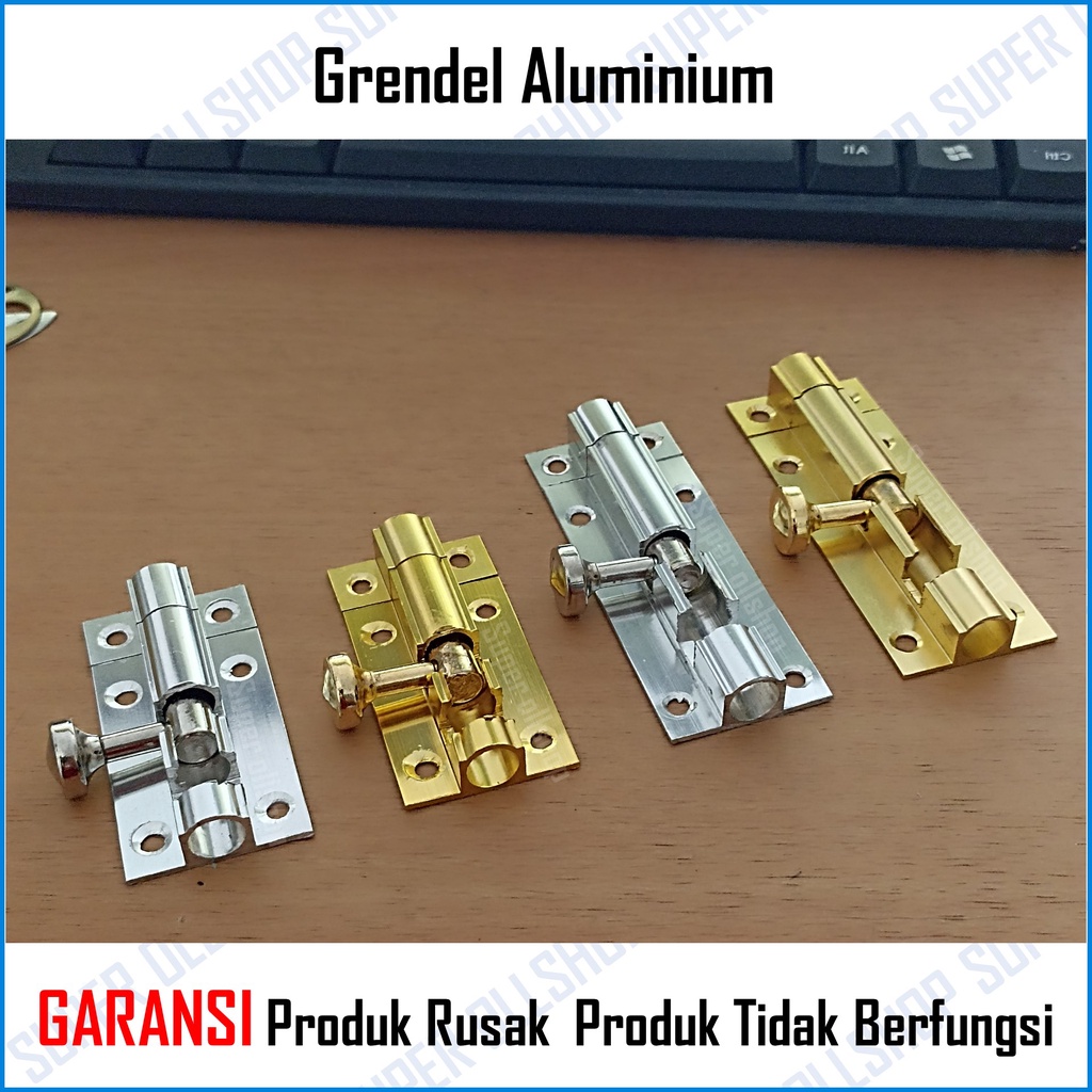 Slot Pintu Silver 2&quot; l Jendela Plat Tebal Grendel 2 Inch Inci l Barel Bolt Grendel Gerndel Jendela Pintu Aluminium Kuning 3 Inch