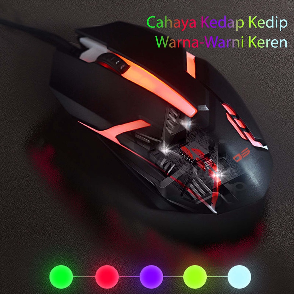 （COD）Mouse Gaming X3 X1  LED RGB Rainbow Kabel Wired Usb mouse- Glowy