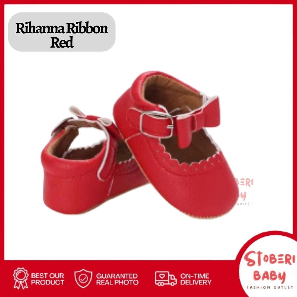 PUNCAK 3.3 stoberi baby - PREWALKER Sepatu Anak Bayi Baby Shoes Sandal Casual Socks Anti Slip Bahan Import / RIHANNA RIBBON