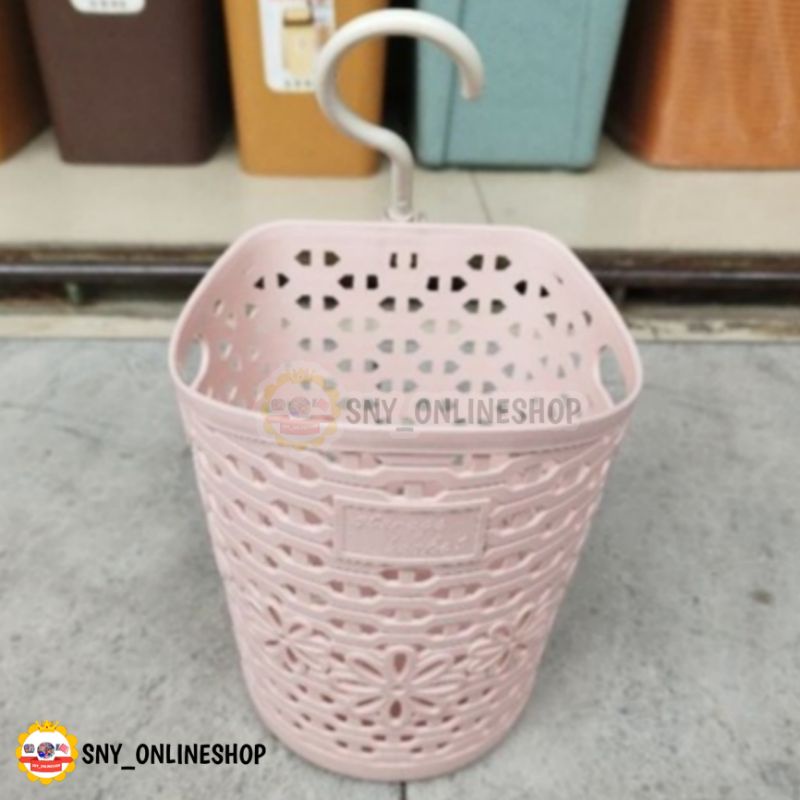 Keranjang Penyimpanan / Serbaguna Gantung 15cm Plastik Pink Rose Clio