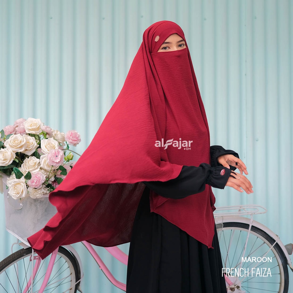 Jilbab Khimar Syari Muslimah French Faiza Crinkle Airflow by Alfajar Griya Muslim
