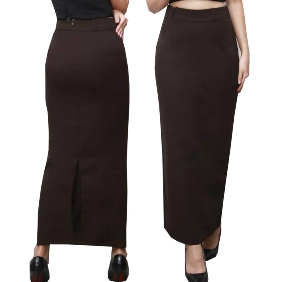 Sale AL6G0 Rok Kerja Panjang Hitam Span Biron Kipas Bahan Formal Kantor Rok Sepan Rok Kerja Kantor R