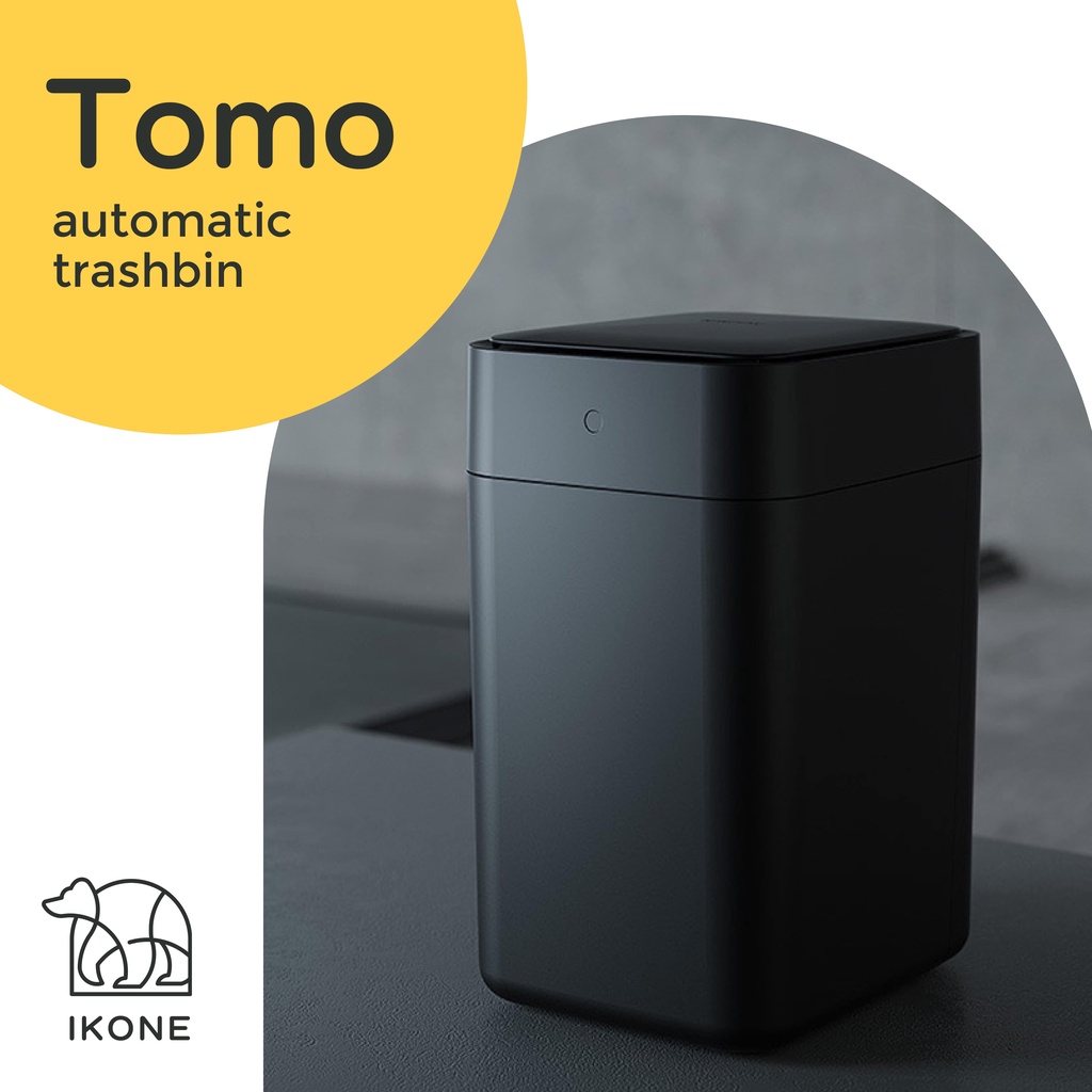 【IKONE】TOMO Automatic Sealer Trash Bin Touchless Self Sealing 15.5 L Black and White Modern Rechargeable electronic trash can digital tempat sampah elektronik otomatis hitam putih Smart Sensor Tong Sampah Pintar Auto seal Smart Trash Bin Townew T1 Smart