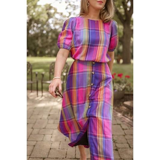 Ann Tayl*r plaid midi skirt