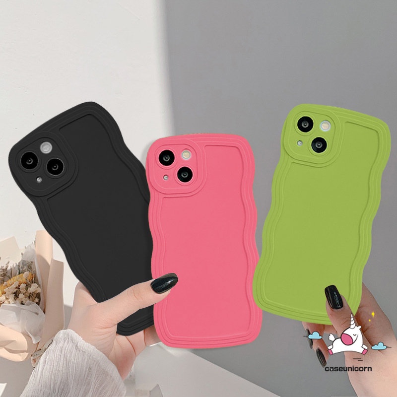 Luxury Simple Case Samsung A04 A04s A14 A50s A12 A13 A04E A03 A50 A03s A53 A02s A32 A52 A51 A52s A20s A21s A22 A23 A20 A11 A30s A31 A30 A33 Shockproof Warna Solid Wave Edge Cover