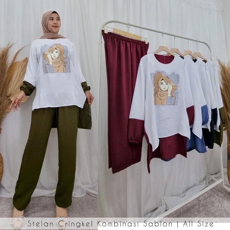 KOLEKSIO SETELAN ONESET WANITA PREMIUM AIRFLOW CRINCKLE DEODORA PREMIUM RAYON