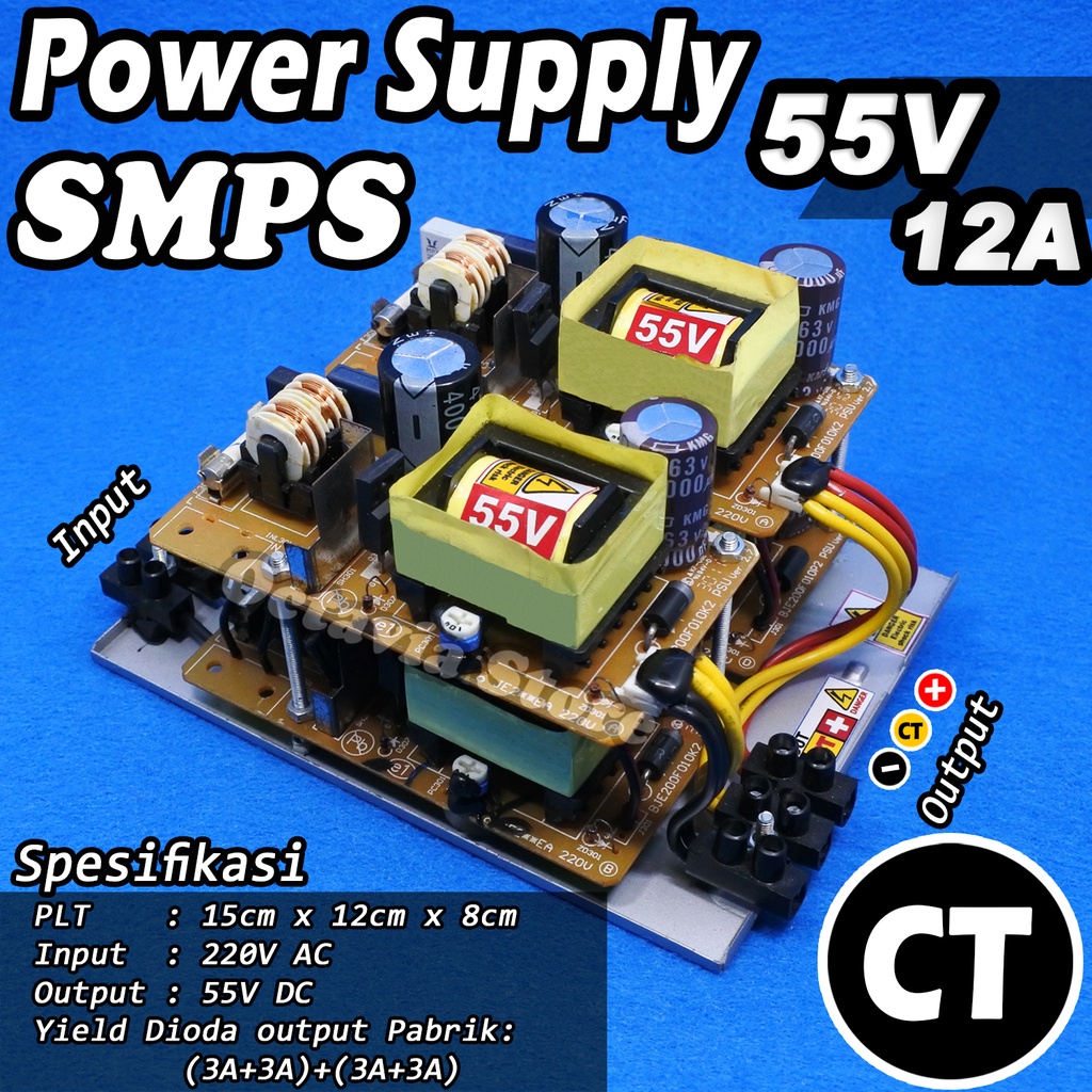 Adaptor SMPS power supply 55V 12A CT