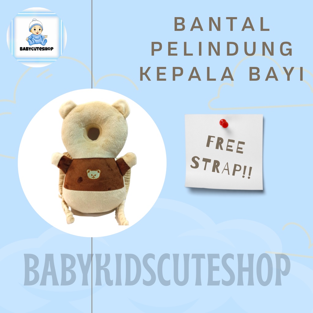 ( FREE STRAP ) Bantal Pelindung Kepala Bayi Beruang | Pelindung Kepala Bayi | Head Neck Pillow Pad