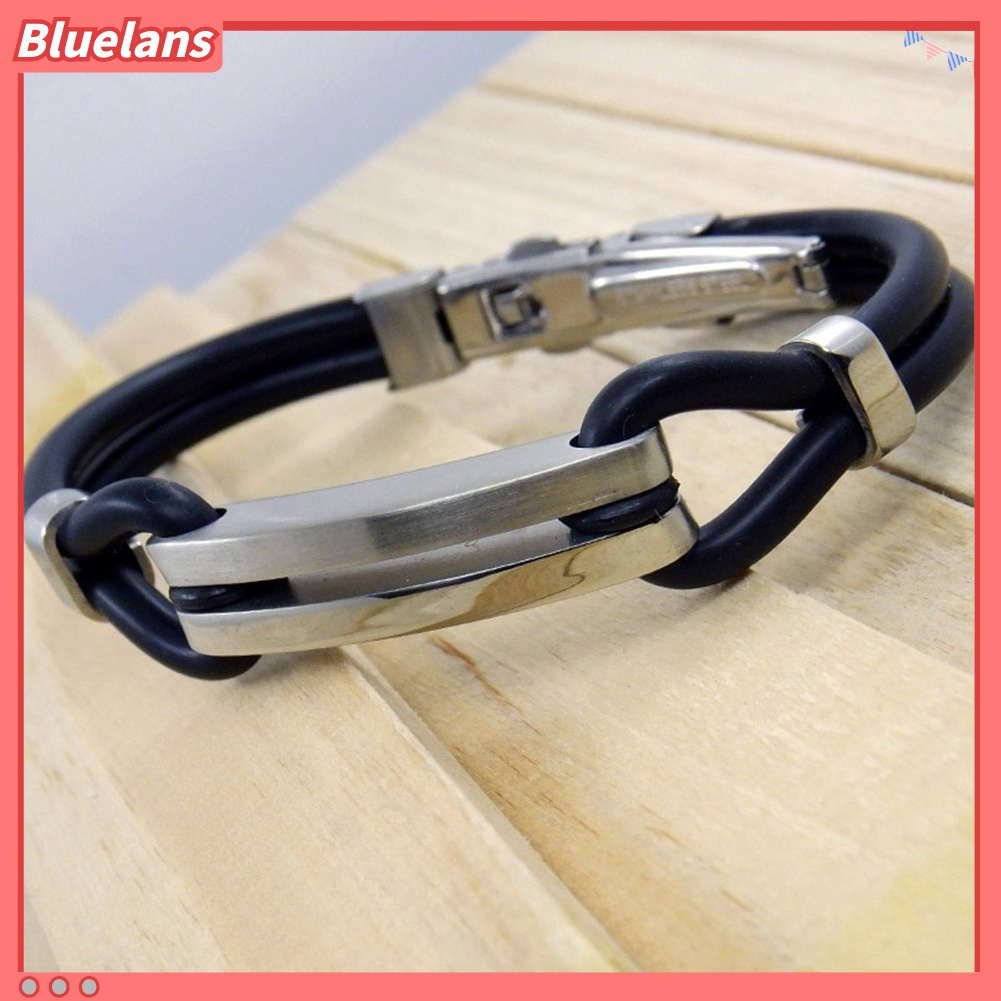 Gelang Bahan Titanium Steel Dan Silikon Untuk Pria Dan Wanita