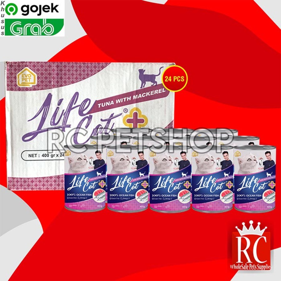 GOSEND Makanan Kucing Life cat Plus Wet Food Kaleng Dus 24Pcs 400gr