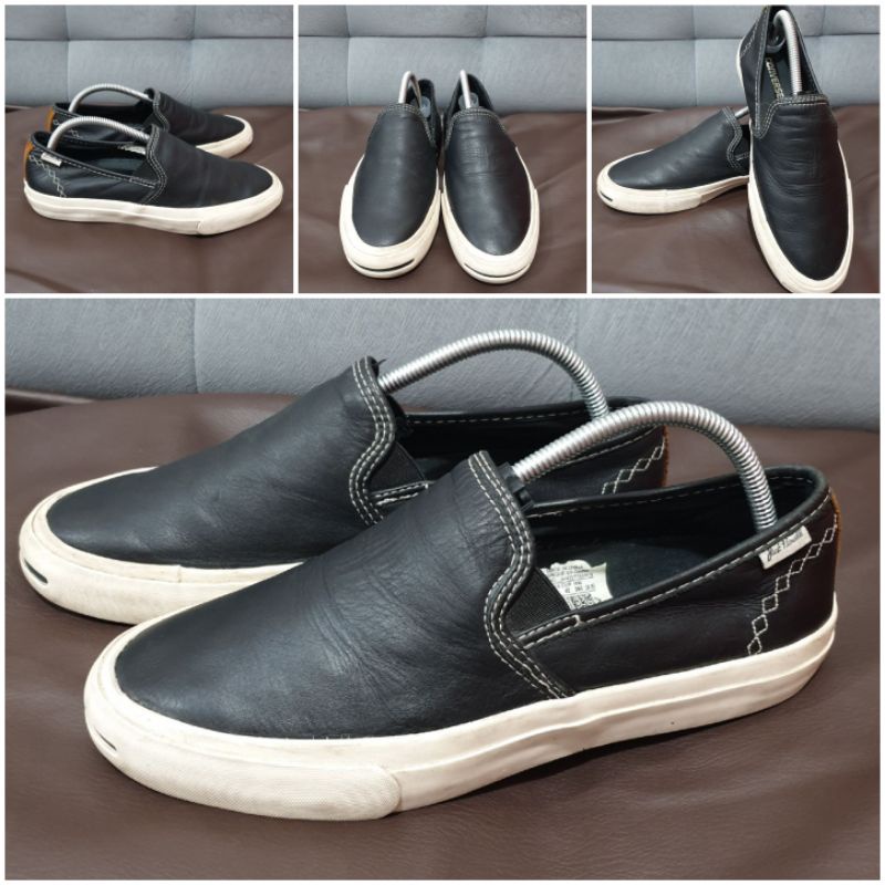 sepatu Converse JACK Purcell II Slip On Black Leather second