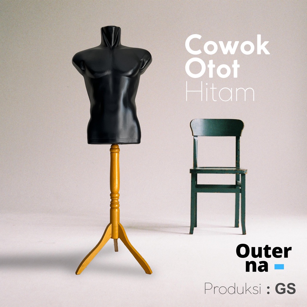 Manekin Cowok Otot Hitam | Patung kaki besi atau kaki kayu | Patung Baju Cowok | Patung Display | Pa