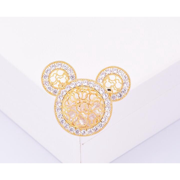 Bros Pin Bentuk Mickey Mouse Aksen Kristal Warna-Warni Untuk Wanita