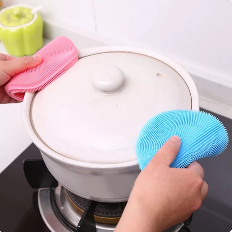 KAISSO - SPONS SILIKON CUCI PIRING BULAT ANTI KUMAN BAKTERI PENCUCI PIRING PANCI SPONS SIKAT REUSABLE SPONGE | SPON SILIKON CUCI PIRING ANTI KUMAN BAKTERI PENCUCI PIRING PANCI SPONS | SPONS CUCI PIRING SILIKON SPONGE CUCI PIRING SERBAGUNA