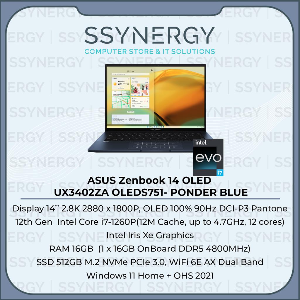 Asus ZenBook 14 UX3402ZA-OLED Core i7-1260P 16GB 512GB W11+OHS2021