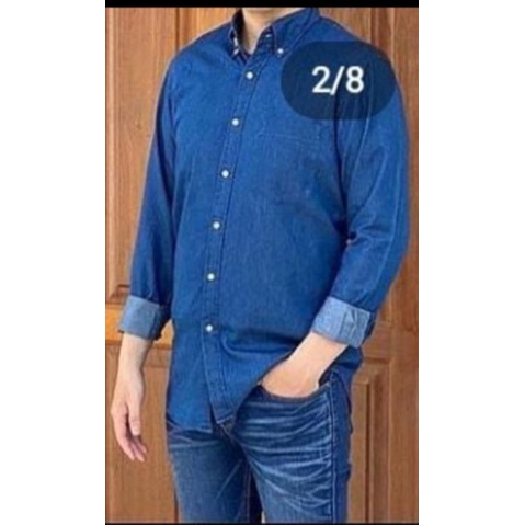 Kemeja Pria Denim Uniqlo Lengan Panjang ORI