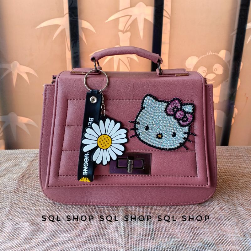 SQL SHOP Tas selempang kecil Hello Kitty bling bling | Tas selempang wanita
