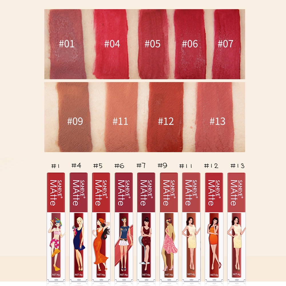 SANIYE PROFESIONAL LIPTINT 10 WARNA CEPAT KERING &amp; TAHAN LAMA - WARNA NATURAL &amp; FRESH