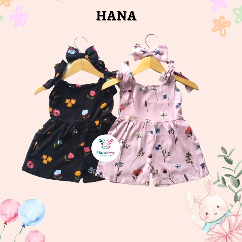 PROMO 7.7 plazababyku JUMPSUIT HANA setelan anak perempuan jumper bayi motif bunga lucu free headband BUBIBEE