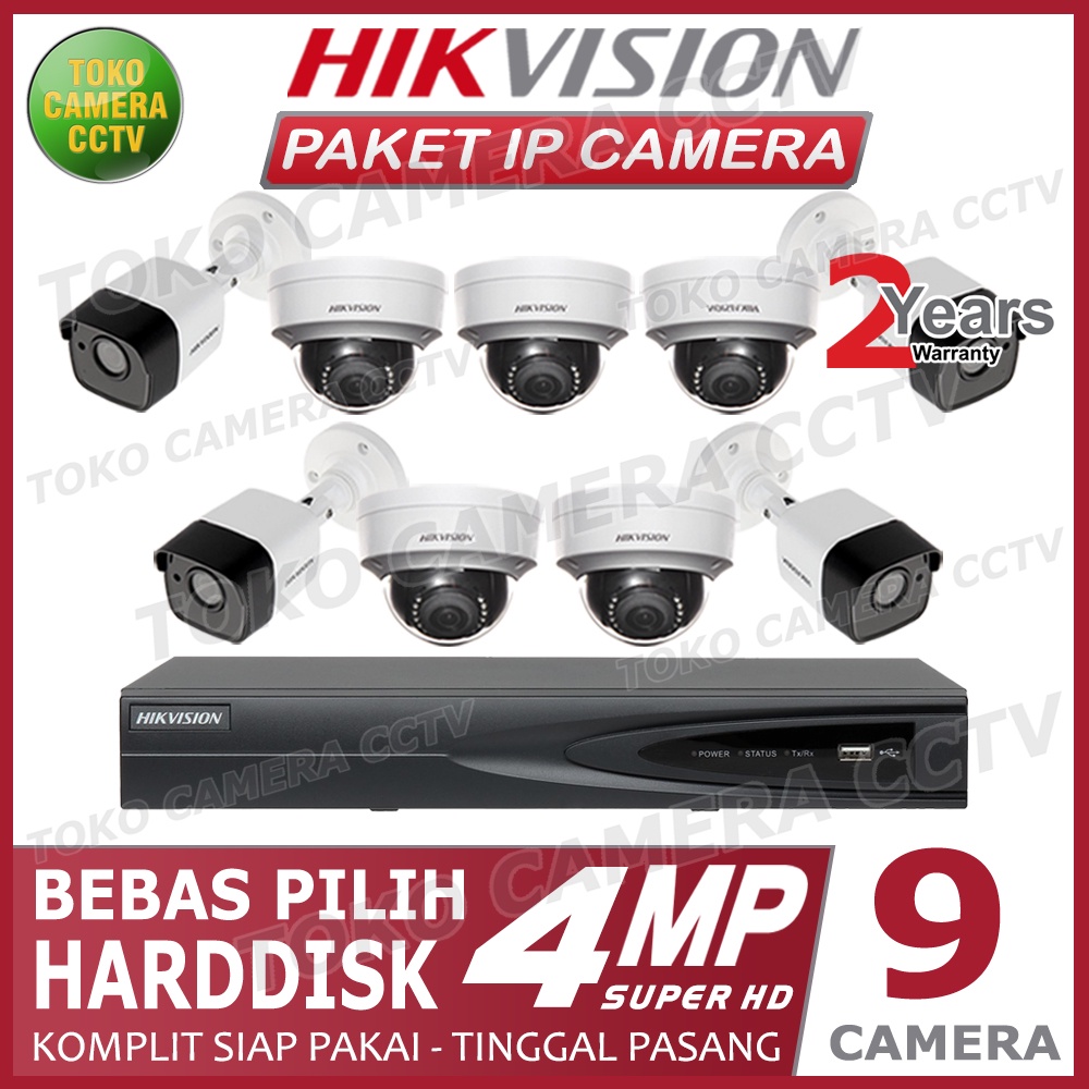 PAKET IP CAMERA HIKVISION 4MP 16 CHANNEL 9 KAMERA