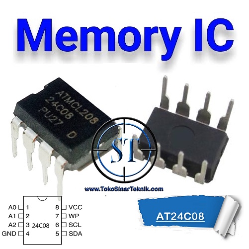 Atmel 24C08 ( 24 C08 / 24C 08 ) E-Eprom IC MEMORY DIP ATMCL208 AT24C08