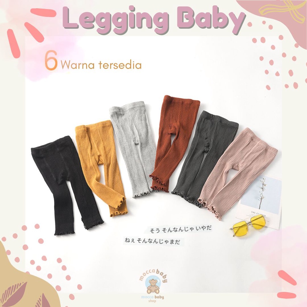 MBSS -  LEGGING CURLY Legging buka kaki bayi / anak import motif truffle warna polos