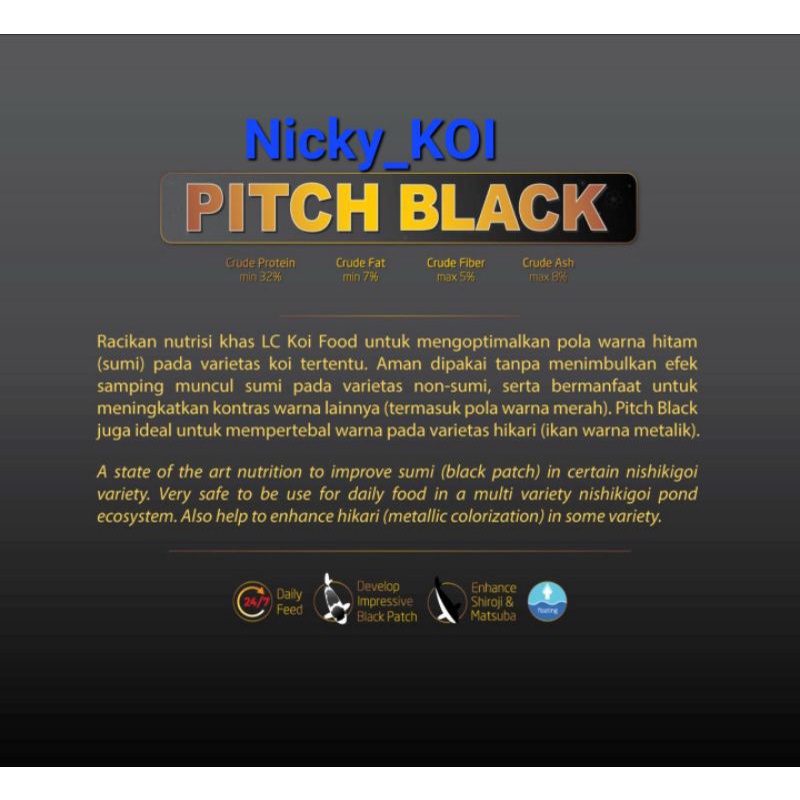 LC KOI FOOD PREMIUM PITCH BLACK 2KG FLOATING TYPE