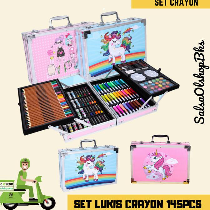 

Set Alat Lukis Anak 145pcs Model Koper Jinjing Import Alat Menggambar