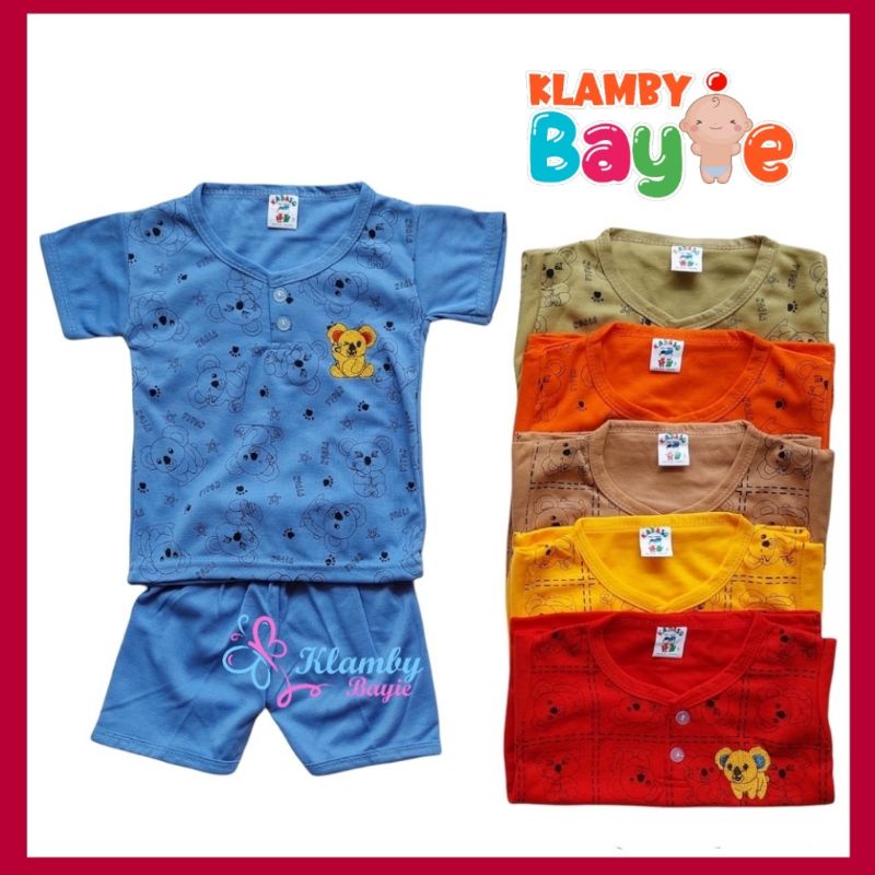 KADASO Setelan Kaos Oblong Celana Pendek Bayi 3-12 Bulan Motif Garis / Baju Anak Murah
