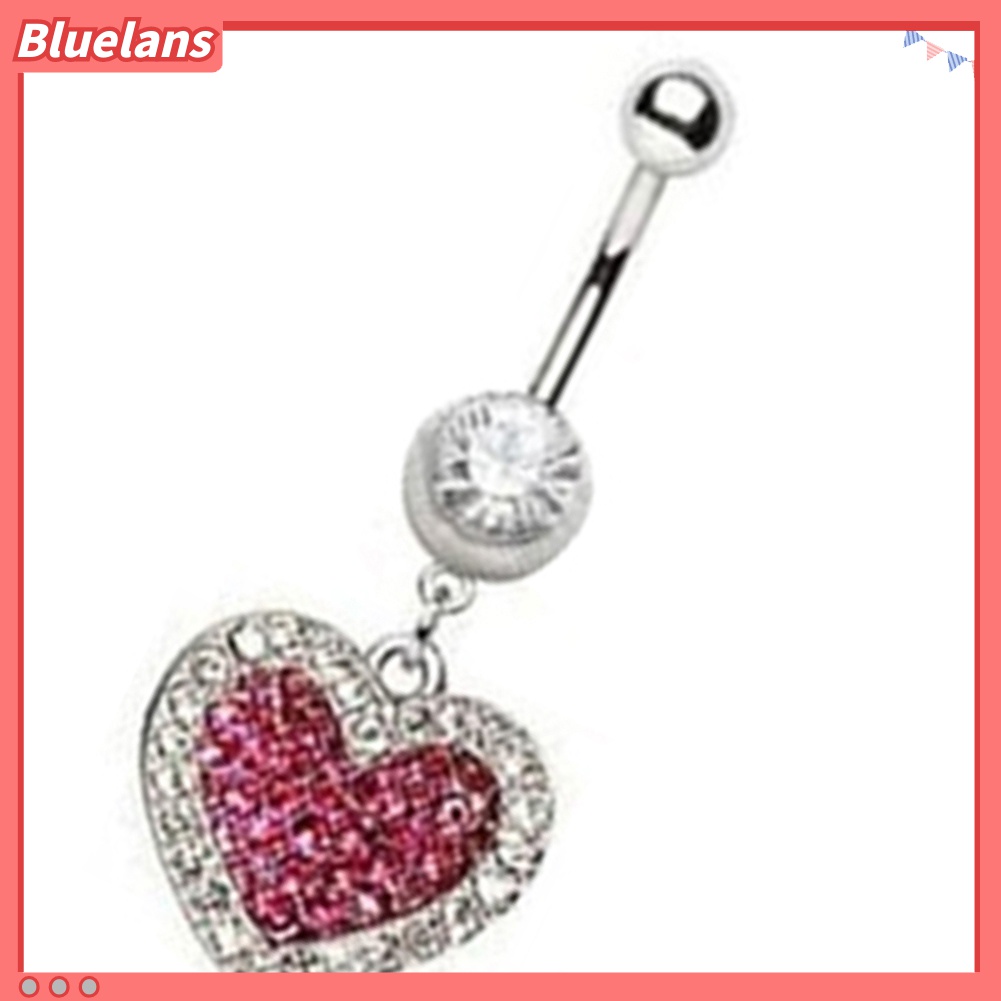 Cincin Tindik Perut / Pusar Bentuk Hati Aksen Berlian Imitasi Untuk Wanita