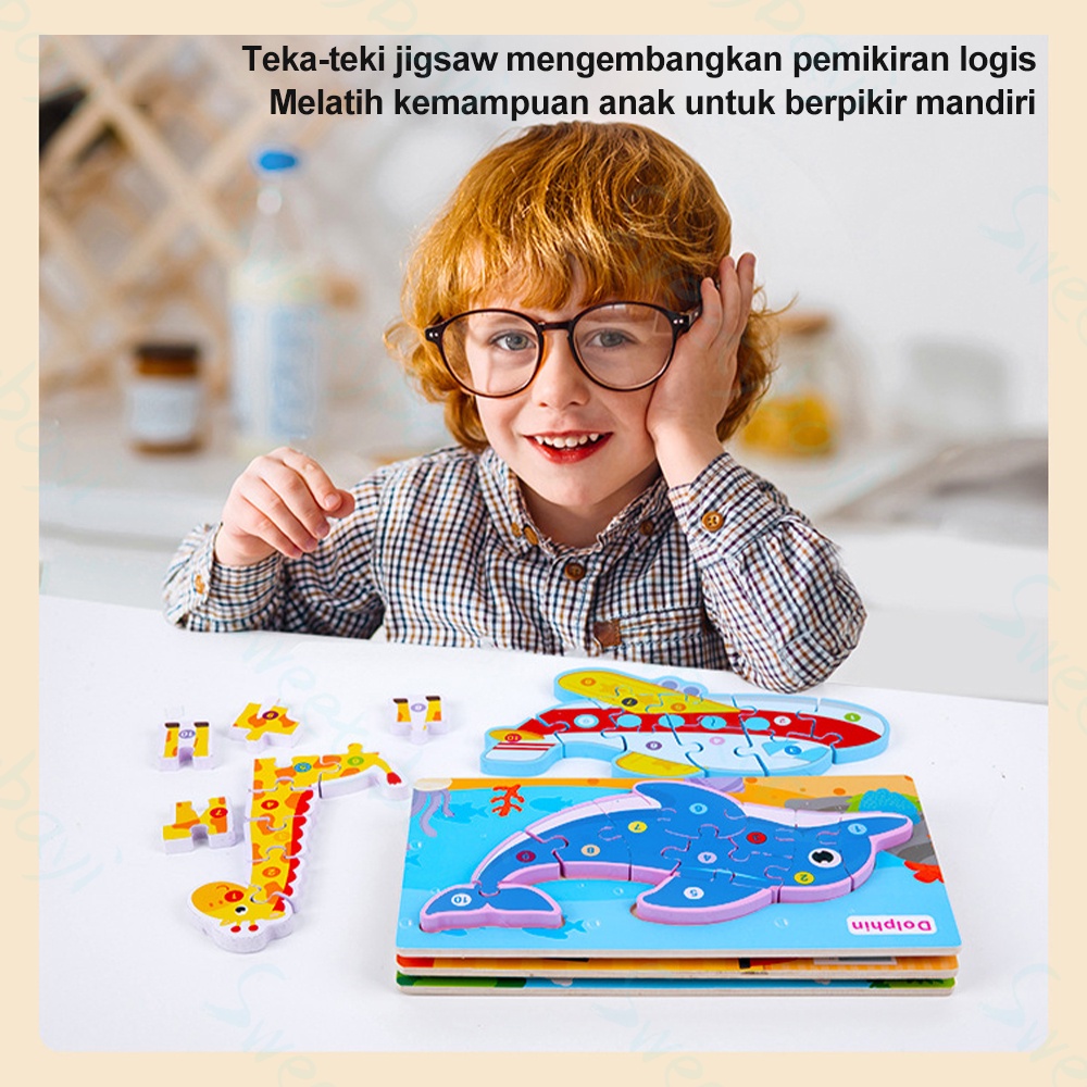 SweetyBayi Puzzle kayu mainan edukasi Wooden toys Puzzle anak kartun