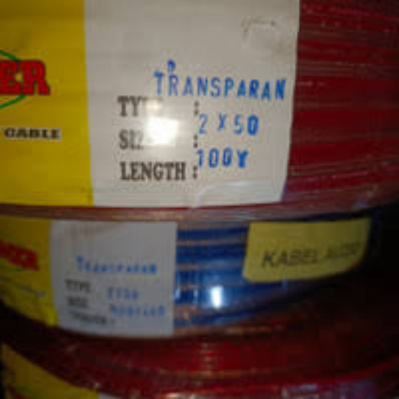 KABEL LISTRIK / AUDIO SERABUT TRANSPARAN 2X30, 2X50, 2X80, 2X120X 100YARD HAMMER ( 90METER) KABEL LAS, POMPA &amp; SPEAKER