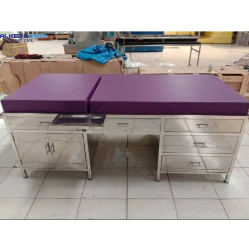 Meja Periksa Pasien 1 Loker 5 Laci | Bed Advance Ss Klinik + Tensi