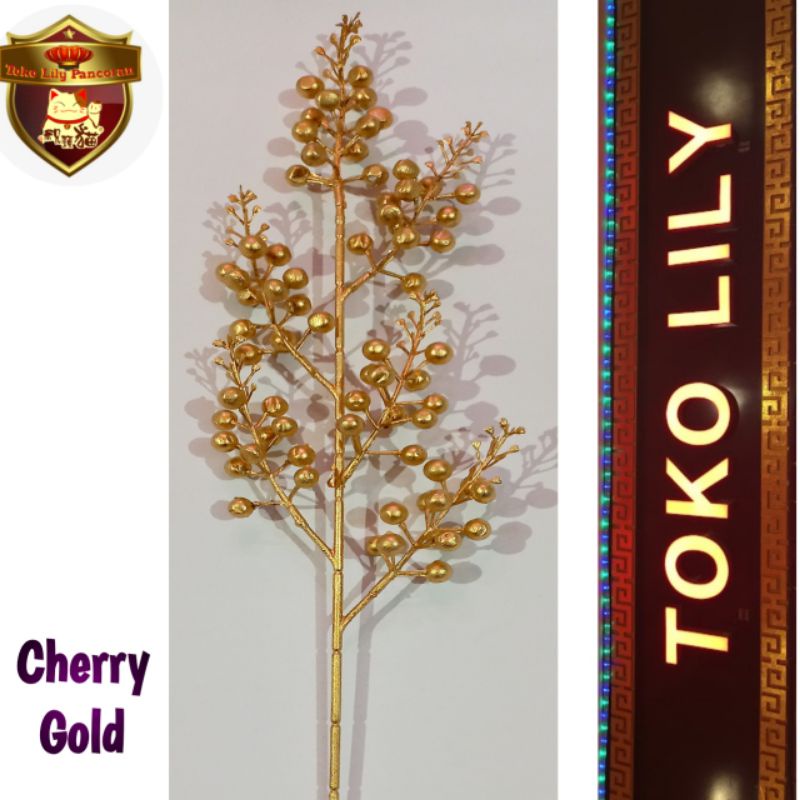 Artificial Gold Flower / Bunga Plastik Imlek Sincia / Bunga Palsu Imlek / Bunga sakura Emas