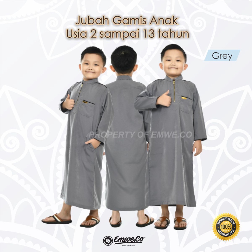 Jubah Anak Laki Laki Motif Polos Gamis Lengan Panjang Untuk Usia 2 Sampai 13 Tahun