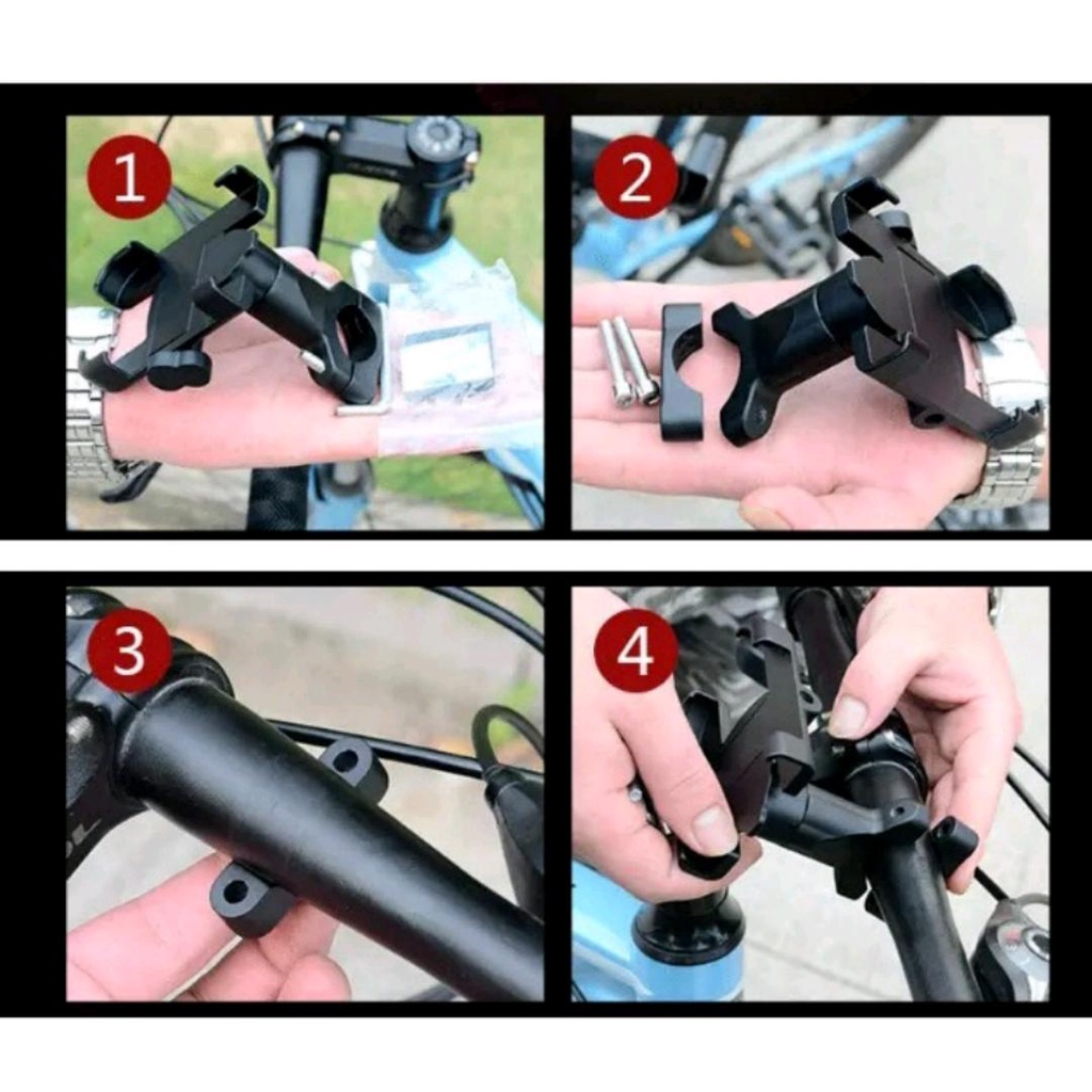 Phone Holder Sepeda Motor Universal Stang Bahan Full Besi