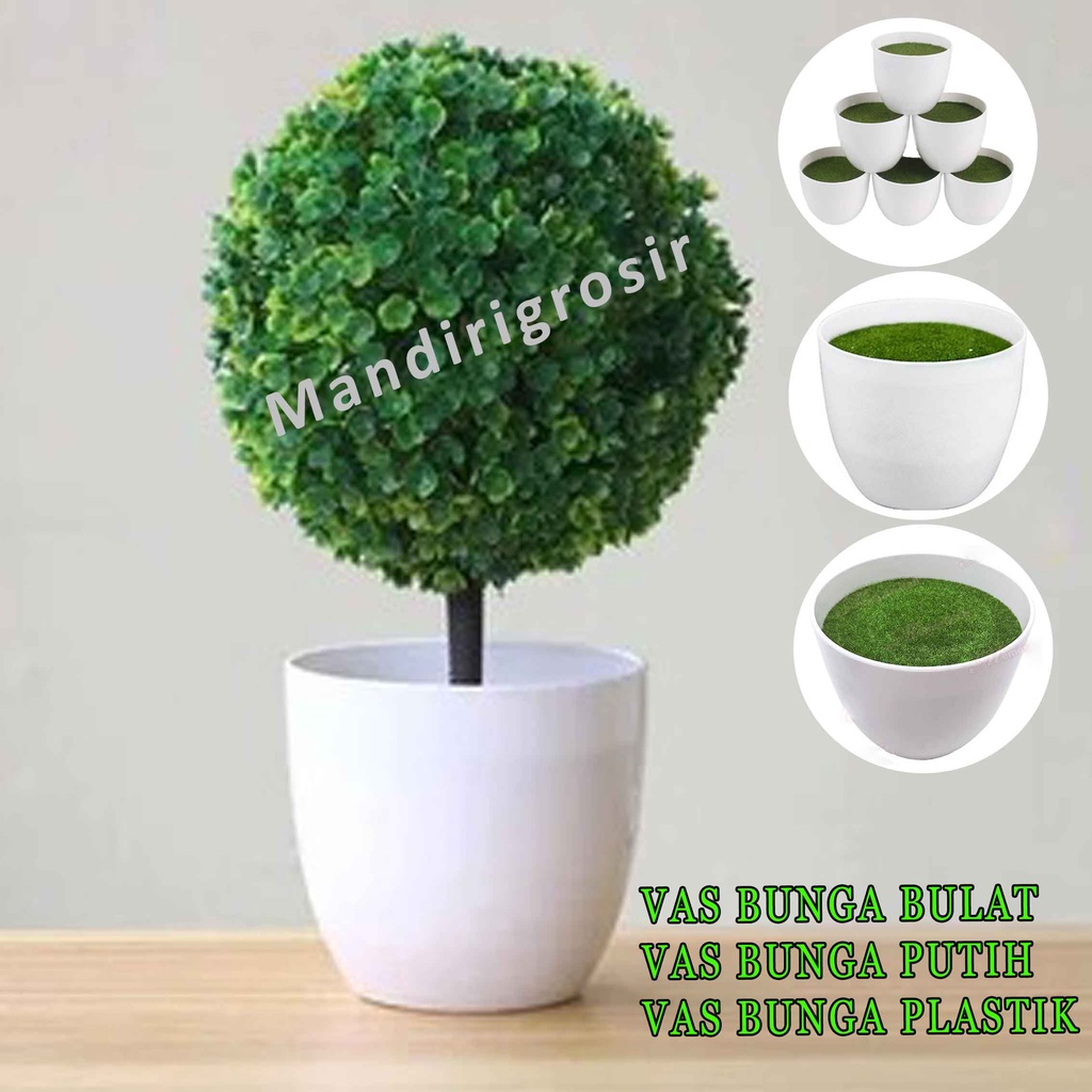 Pot Bunga * Vas Bunga Bulat * Vas Bunga Artificial Putih * Vas Bunga Plastik