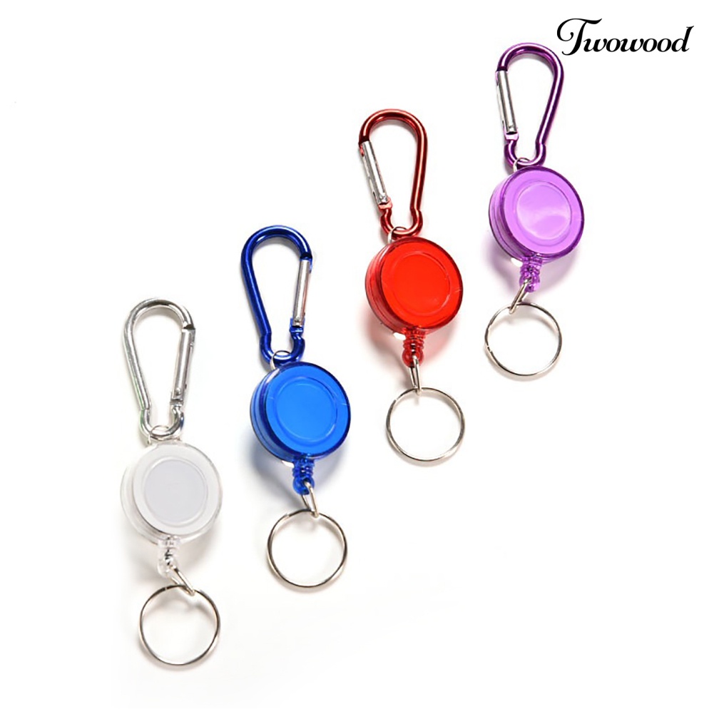 Twowood Gantungan Kunci Carabiner Holder Kartu ID / Ski Pass Retractable